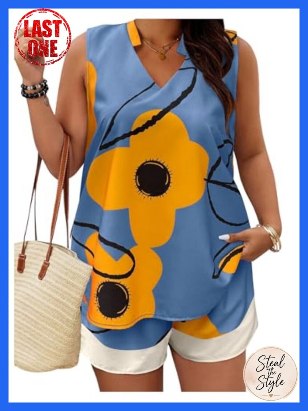 Plus Size 2 Piece Floral Print Tank Top Shorts Set Summer Boho Vacation Outfit